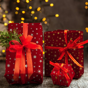 Classy Chic Elegant Gold Silver Red Kerstster Inpakpapier Vel