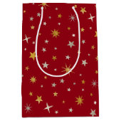 Classy Chic Elegant Gold Silver Red Kerstster Medium Cadeauzakje (Voorkant)