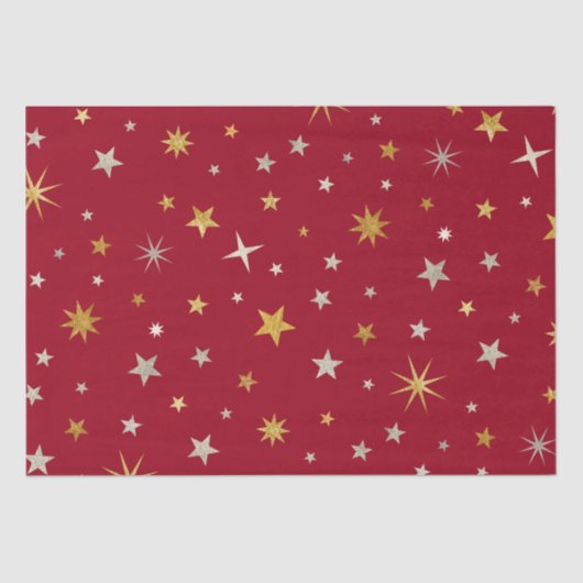 Classy Chic Elegant Gold Silver Red Kerstster Tissuepapier (Voorkant)