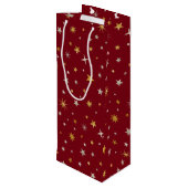 Classy Chic Elegant Gold Silver Red Kerstster Wijn Cadeautas (Achterkant Gekanteld)