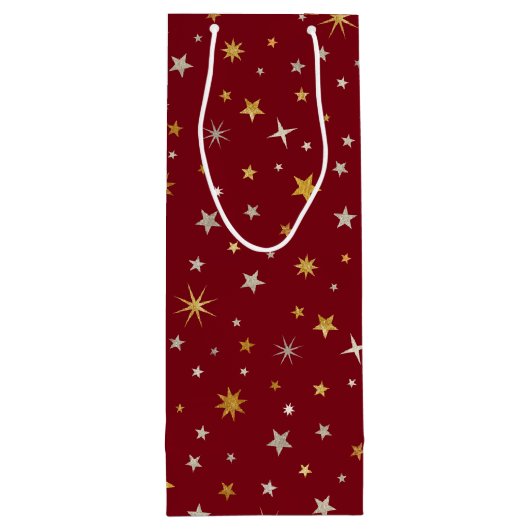 Classy Chic Elegant Gold Silver Red Kerstster Wijn Cadeautas (Achterkant)
