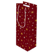 Classy Chic Elegant Gold Silver Red Kerstster Wijn Cadeautas (Voorkant Gekanteld)