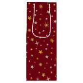 Classy Chic Elegant Gold Silver Red Kerstster Wijn Cadeautas (Voorkant)