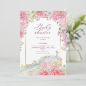 Classy Chic Floral Golden Lijst Baby shower Kaart (Staand voorkant)