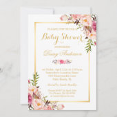 Classy Chic Floral Golden Lijst Baby shower Kaart (Voorkant)