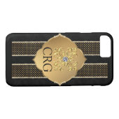 Classy Chic Gold Black Bling Monogram Case-Mate iPhone Case (Achterkant (Horizontaal))
