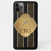 Classy Chic Gold Black Bling Monogram Case-Mate iPhone Case (Achterkant)