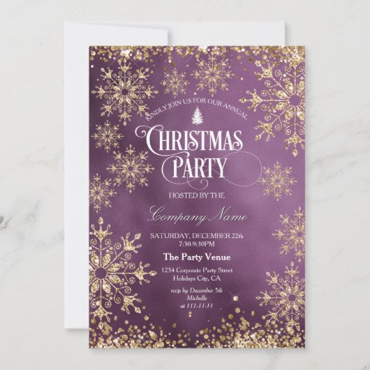 Classy Chic Gold Glitter Corporate Christmas Party Kaart (Voorkant)