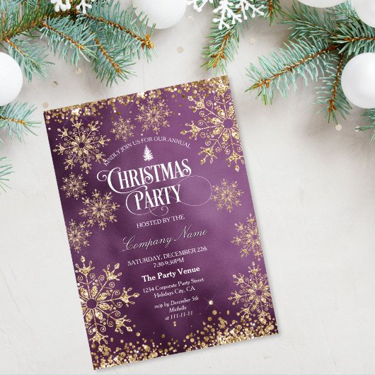 Classy Chic Gold Glitter Corporate Christmas Party Kaart