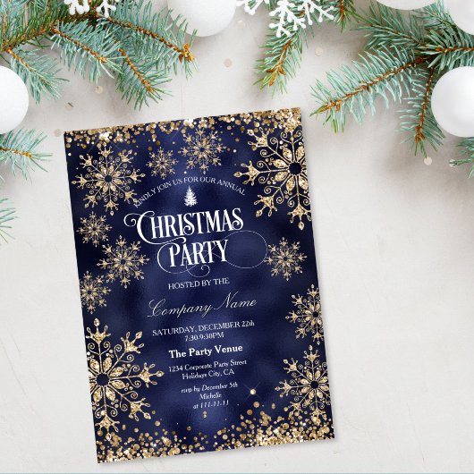 Classy Chic Gold Glitter Corporate Christmas Party Kaart