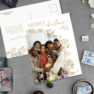 Classy Chic Gold Typografie Merry Christmas Foto Feestdagenkaart
