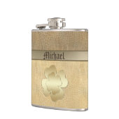 Classy chic gouden shamrock leder heupfles (Links)