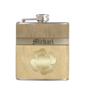 Classy chic gouden shamrock leder heupfles (Voorkant)