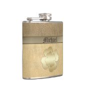 Classy chic gouden shamrock leder heupfles (Rechts)