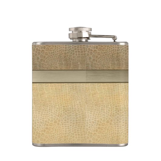 Classy chic gouden shamrock leder heupfles (Achterkant)