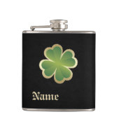 Classy chic gouden shamrock leder heupfles (Voorkant)