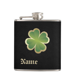 Classy chic gouden shamrock leder heupfles