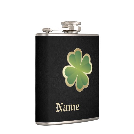 Classy chic gouden shamrock leder heupfles (Rechts)