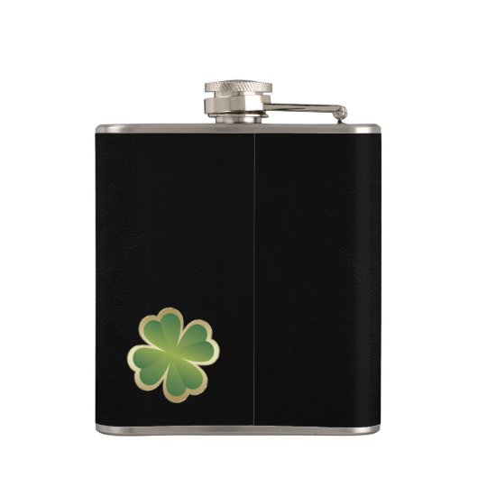 Classy chic gouden shamrock leder heupfles (Achterkant)