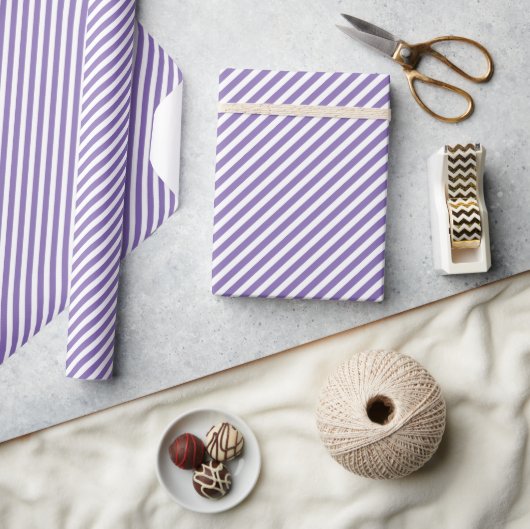 Classy Chic Lavendel Violet White Stripes Patroon Cadeaupapier (Crafts)