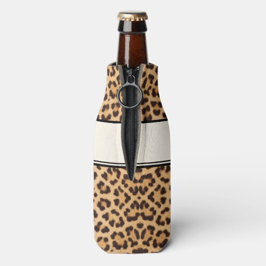 Classy Chic Leopard-afdrukken op maat Flesjeskoeler (Fles Achterkant)