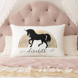 Classy Chic Luxury Black en Gold Rainbow Unicorn Kussen