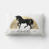 Classy Chic Luxury Black en Gold Rainbow Unicorn Kussen (Voorkant)