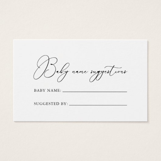 Classy Chic Minimalist Baby Name Suggestiekaart Visitekaartje (Voorkant)