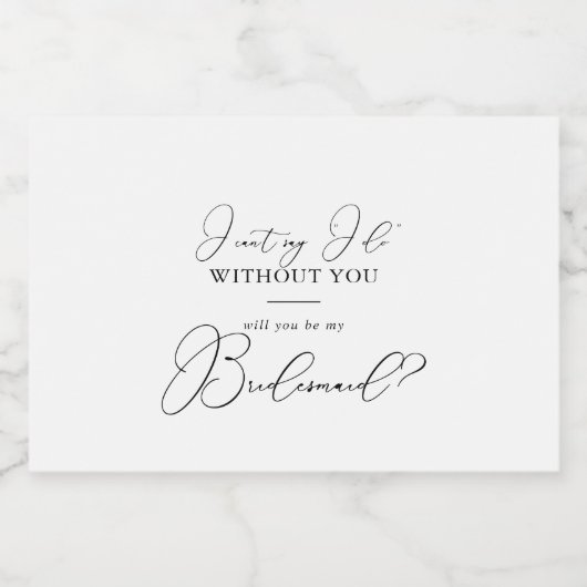 Classy Chic Minimalist Bridesmaid-voorstel Sparkling Wijnetiket (Enkel label)