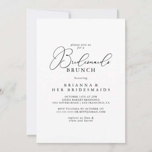 Classy Chic Minimalist Bridesmaids Brunch Shower Kaart (Voorkant)