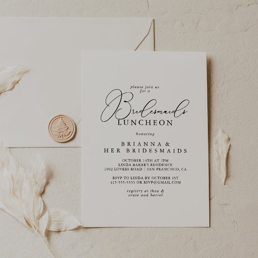 Classy Chic Minimalist Bridesmaids Luncheon Shower Kaart