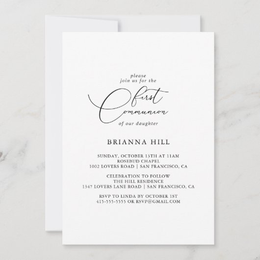 Classy Chic Minimalist First Community Invitation Kaart (Voorkant)