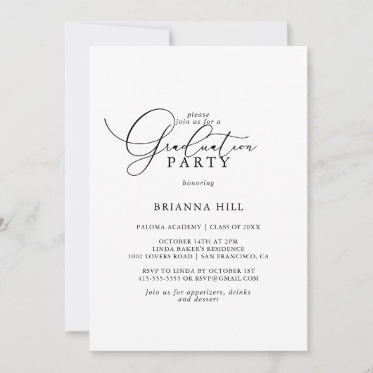 Classy Chic Minimalist Graduation Party Kaart (Voorkant)