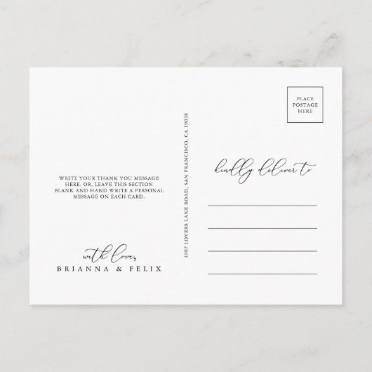 Classy Chic Minimalist Hartelijk dank Briefkaart (Achterkant)