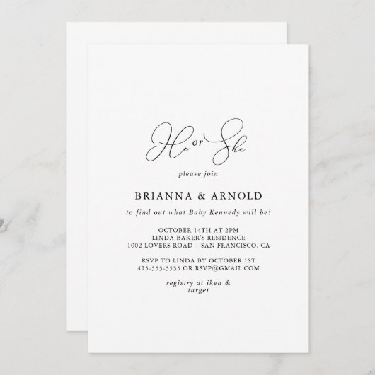 Classy Chic Minimalist Hij of zij onthullen het ge Kaart (Voorkant / Achterkant)