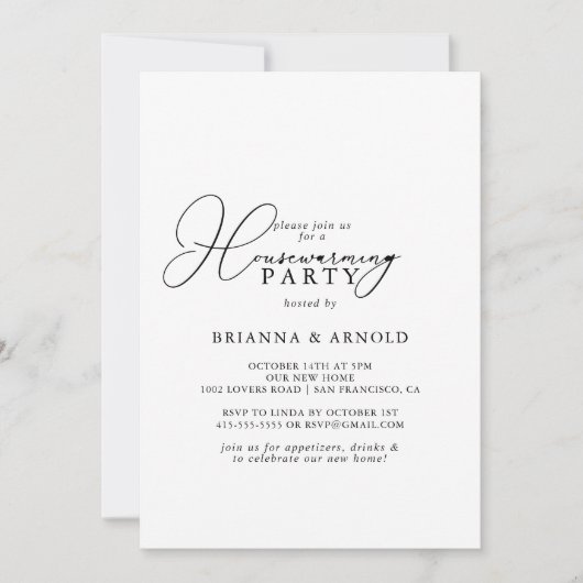 Classy Chic Minimalist Housewarming Party Kaart (Voorkant)