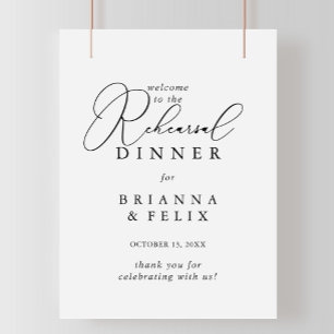 Classy Chic Minimalist Rehearsal Dinner Welkom Poster