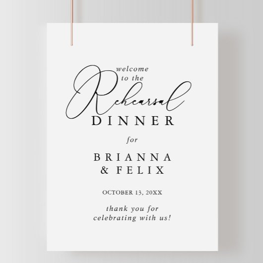 Classy Chic Minimalist Rehearsal Dinner Welkom Poster