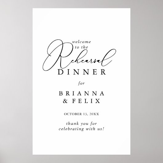 Classy Chic Minimalist Rehearsal Dinner Welkom Poster (Voorkant)