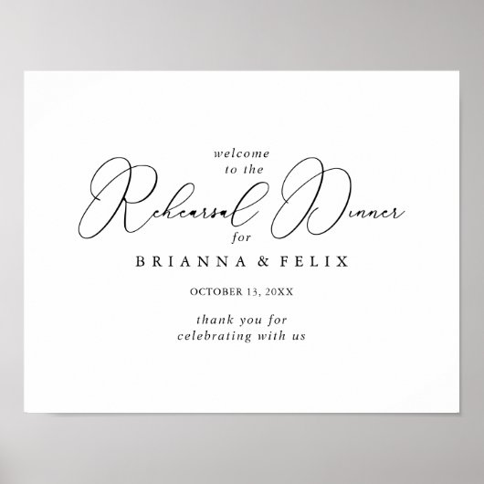 Classy Chic Minimalist Rehearsal Dinner Welkom Poster (Voorkant)