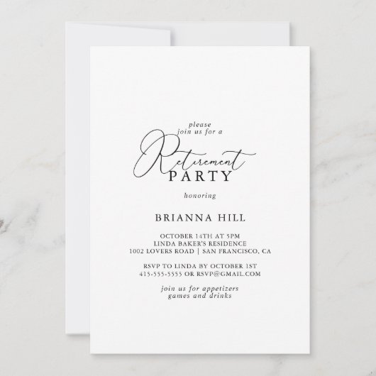 Classy Chic Minimalist Retirement Party Kaart (Voorkant)
