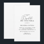 Classy Chic Minimalist Spaans Vrijgezellenfeest Kaart<br><div class="desc">Deze slappe,  minimalistische Spaanse bruiddoucheuitnodiging is perfect voor een rustige trouwdouche. Het eenvoudige en elegante ontwerp kenmerkt klassieke en fancy manuscripttypografie in zwart-wit.</div>