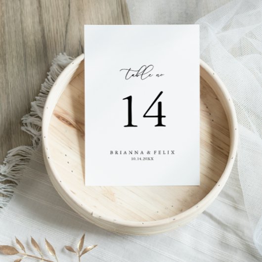 Classy Chic Minimalist Weddengement Table Number Kaart