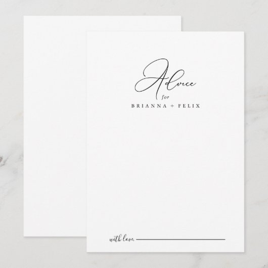 Classy Chic Minimalist Weddenvice Card Advieskaart (Voorkant / Achterkant)