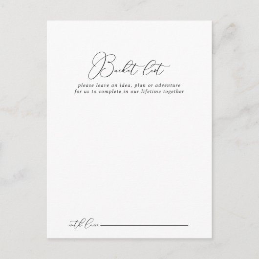 Classy Chic Minimalist Wedding Bucket List-kaarten Briefkaart (Voorkant)