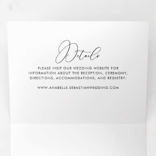 Classy Chic Minimalist Wedding Drieluik Uitnodiging (Binnenzijde eerst)