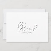 Classy Chic Minimalist Wedding Reserved Sign (Voorkant)