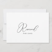 Classy Chic Minimalist Wedding Reserved Sign (Achterkant)