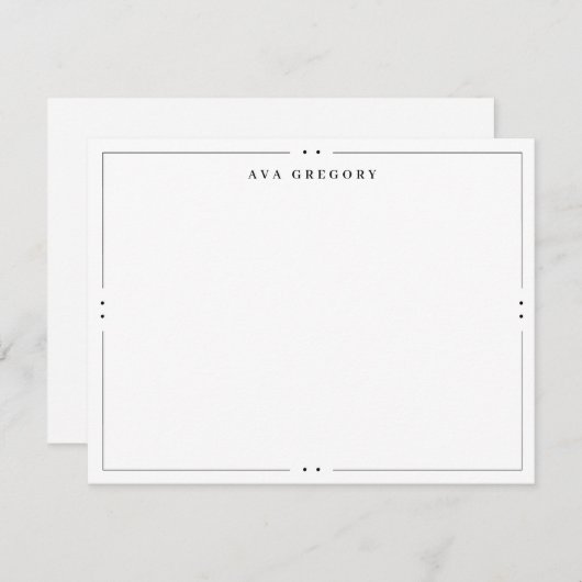 Classy Chic Monogram Name Stationery Notitiekaartje (Voorkant / Achterkant)