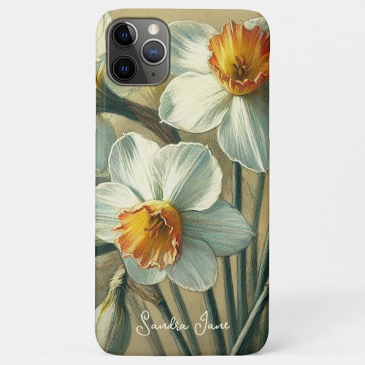 Classy Chic narcissen Fine Art Botanische tekening Case-Mate iPhone Case (Achterkant)